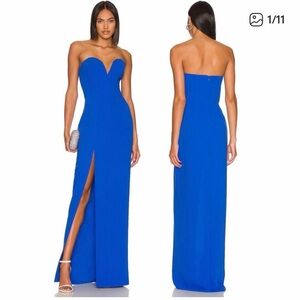 Amanda Uprichard beautiful long cobalt strapless dress - size small